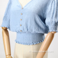 Fashion V Neck Puff Sleeve Sleeve